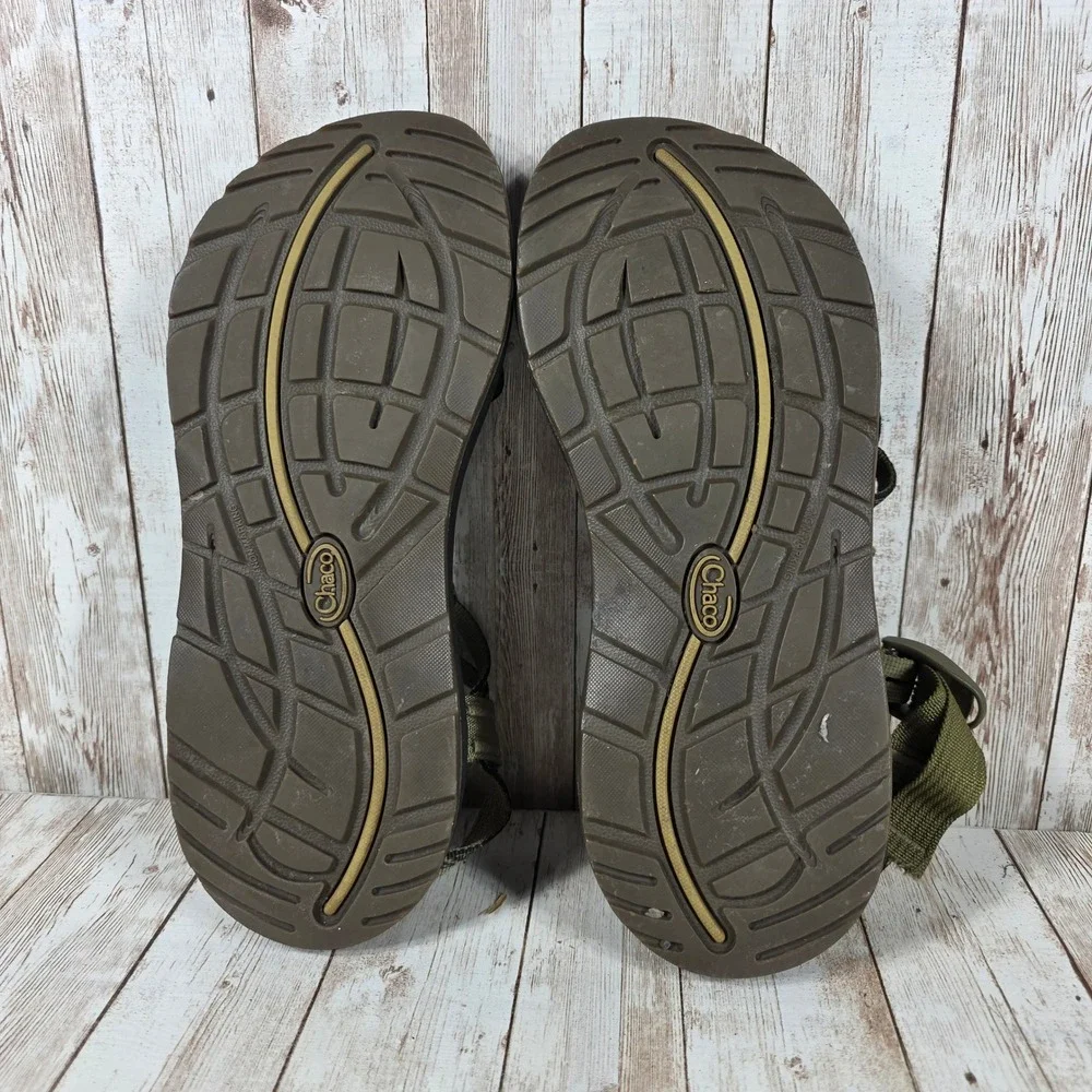 Chaco Z/Cloud 2 Womens Sandal Size 9 Olive Green Black Double Strap Toe Loop